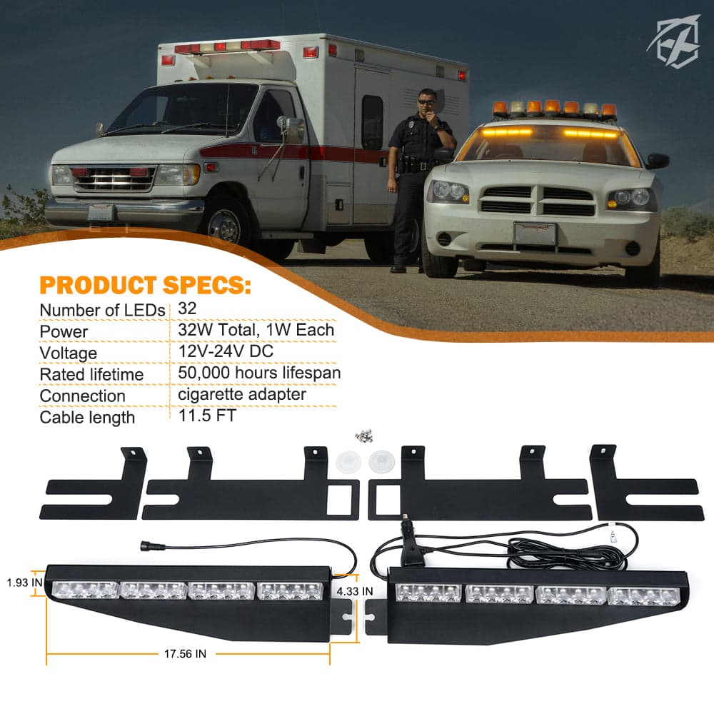 20" Dual LED Visor Windshield Strobe Lights | Elite Series product image