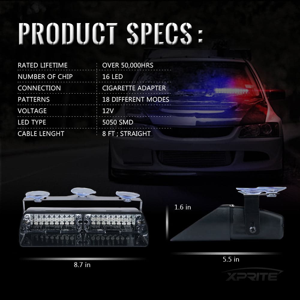 Windshield LED Strobe Lights with Suction Cups | Undercover Series product image