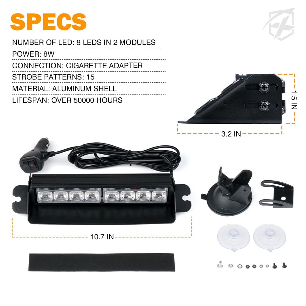 8" Windshield LED Strobe Lights | Cadet Series product image