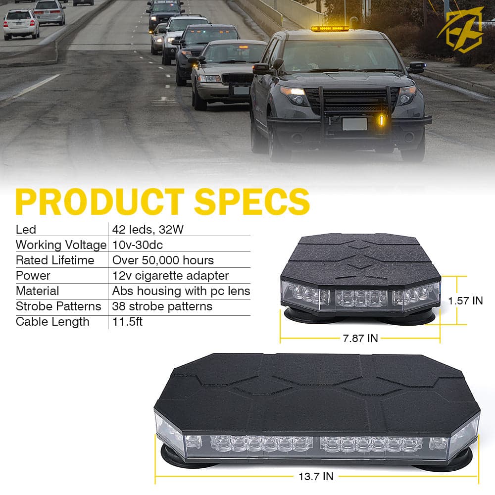 Mini Emergency Rooftop Light Bar with Magnetic Base | Ranger G1 Series product image