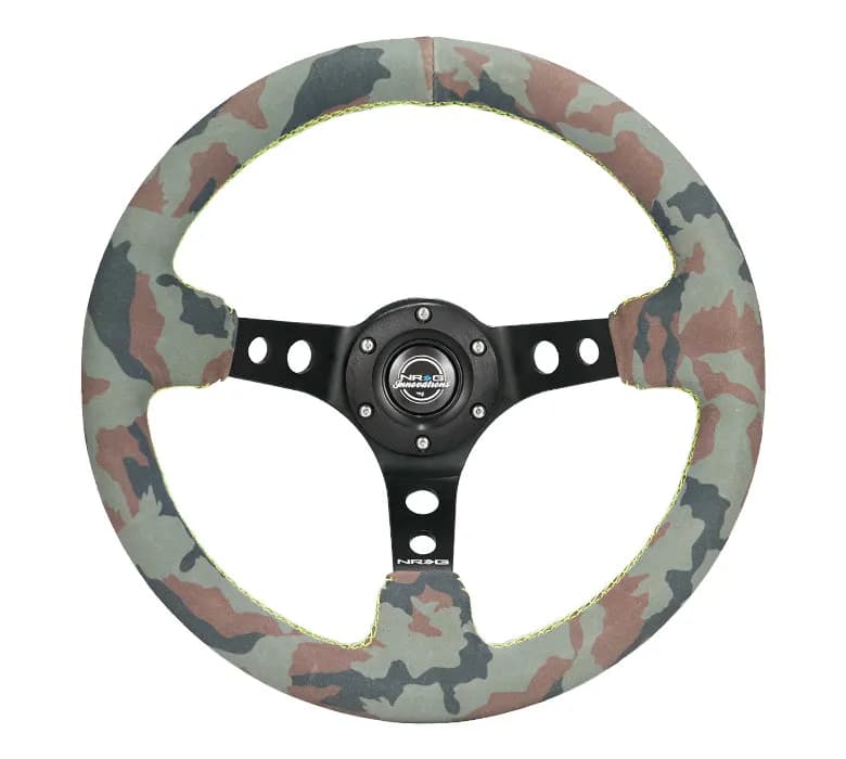 Steering Wheel 350mm 3in Dish Black Suede