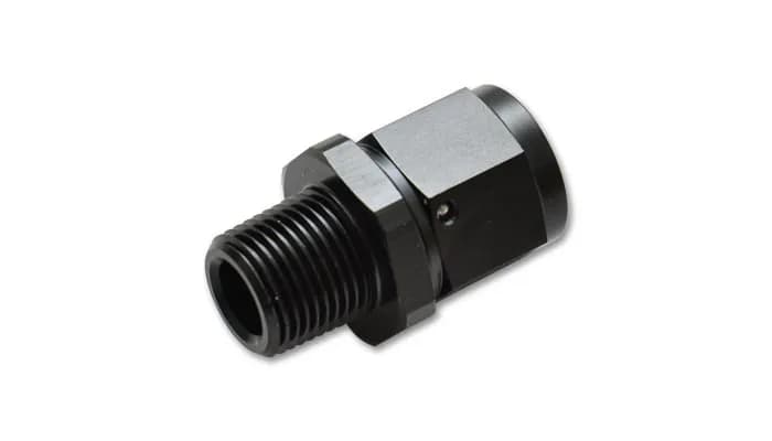 Straight Swivel Hose End Fitting; -4AN Female To 0.125 in. NPT Male; 6061 Aluminum; Black Anodized;