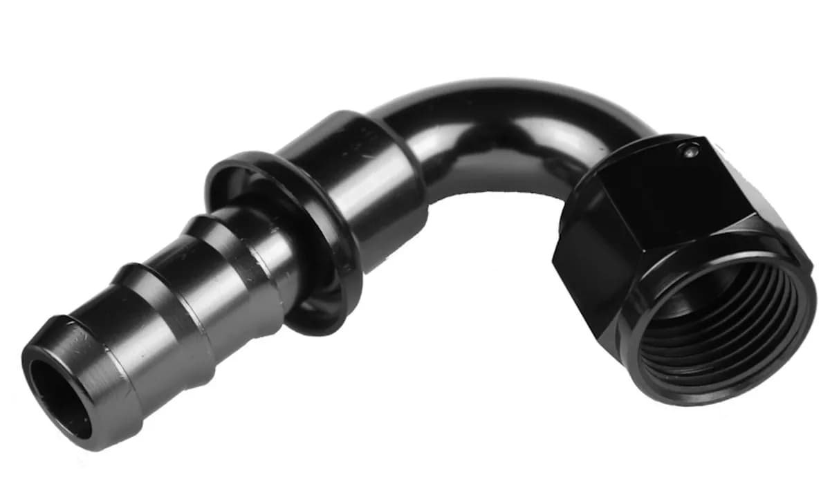 08 120 Degree An/Jic Hose End Push Lock Black