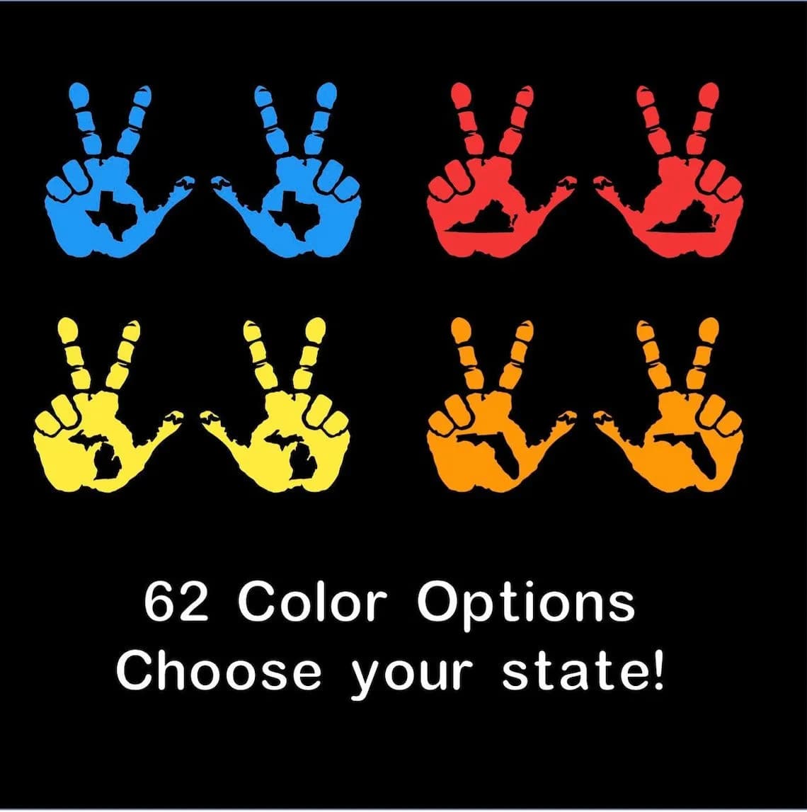 Hect Creations Jeep Wave Peace Decal Set w/ State Cutout