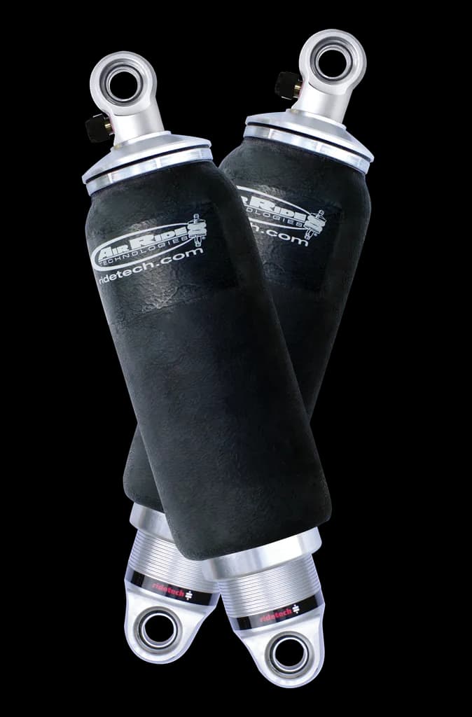 Rear HQ Shockwaves 8000 Series W/ 6.9 Inch Stroke And 1.7 Inch Eye Pair Of Rebound Adjustable Shock waves 5 Inch Rolling Sleeve W/ 1/4 Inch Fittings And Bearing Spacers 1/2 Inch And 5/8 Inch 13.75 Inch X 20 Inch W/ A 16.75 -17.5 Inch Ride Height Ridetech