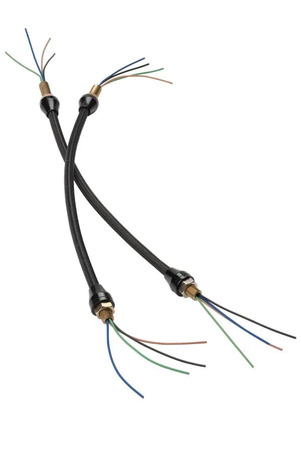 Anchor Tight Headlight Braid; U-Cut-To-Fit; Incl. Two 14 in. Braided Housings/Threaded Steel Studs/Hardware/Four 26 in. Headlight Wires; Black Finish;