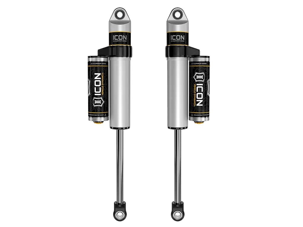 ICON 2001-2026 GM 2500/3500 HD, 0-1" Lift/2007-2018 GM 1500, 4" Lift, Rear, V.S. 2.5 Aluminum Series Shock Absorbers, Piggyback Reservoir, Pair