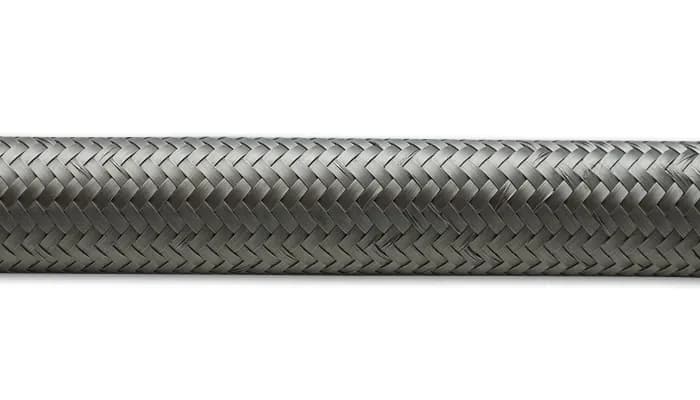 Stainless Steel Braided Flex Hose; -10AN; 0.5625 in. Hose ID; 0.828 in. Hose OD; 1000 PSI Operating Pressure; 5000 PSI BP; Natural; 20 ft. Roll;