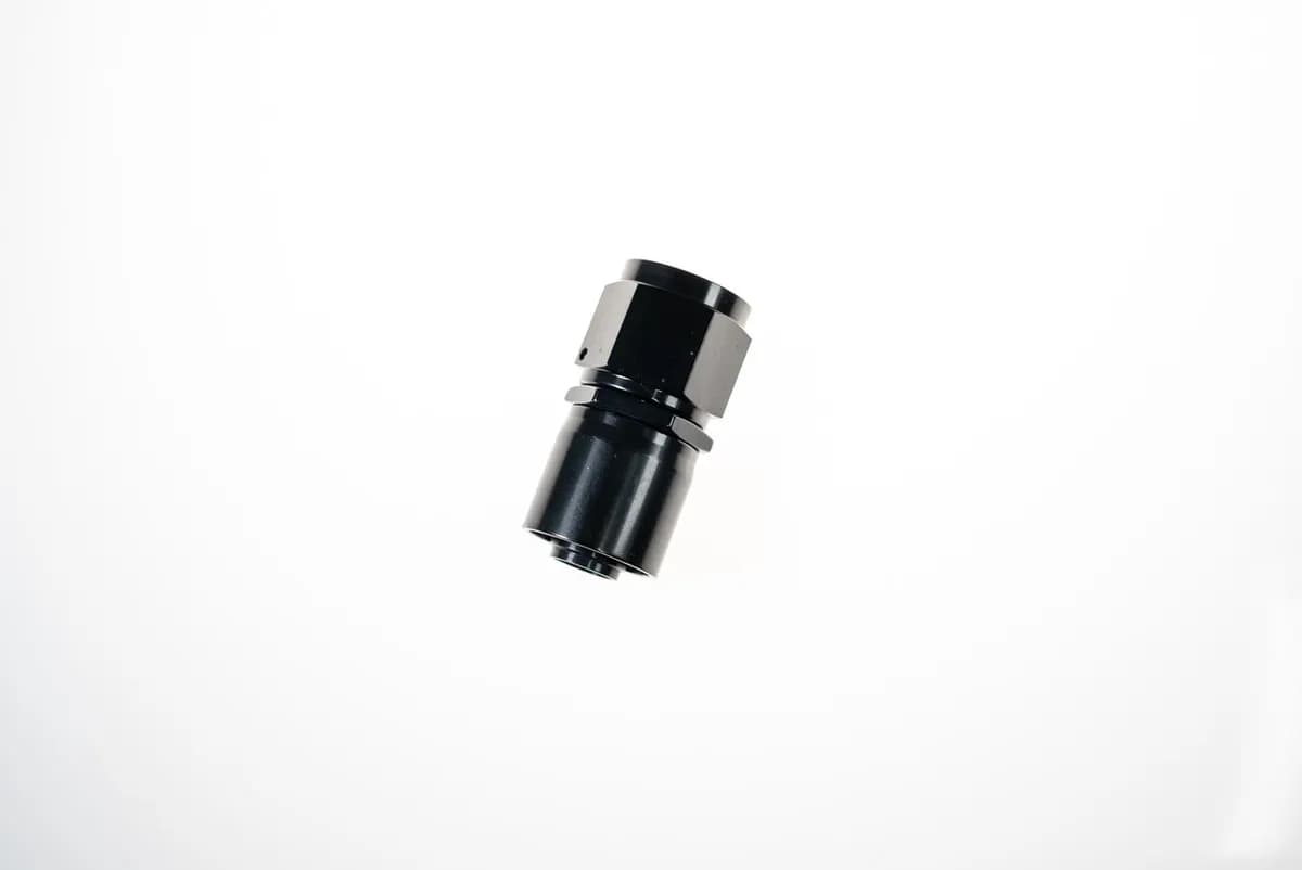 12 An Straight Crimp Style Hose End W/ Black Collar Black