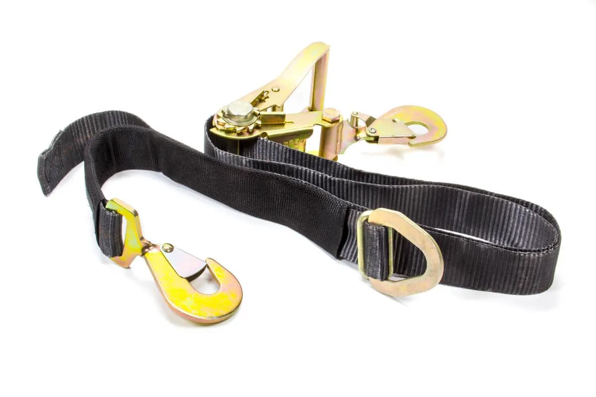 Combination Axle Strap Black 2in x 8ft With Direct Hook Ratchet And Twisted Snap Hook
