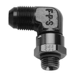 #12 x 1-1/16-12 90-Deg Swivel Adapter Black