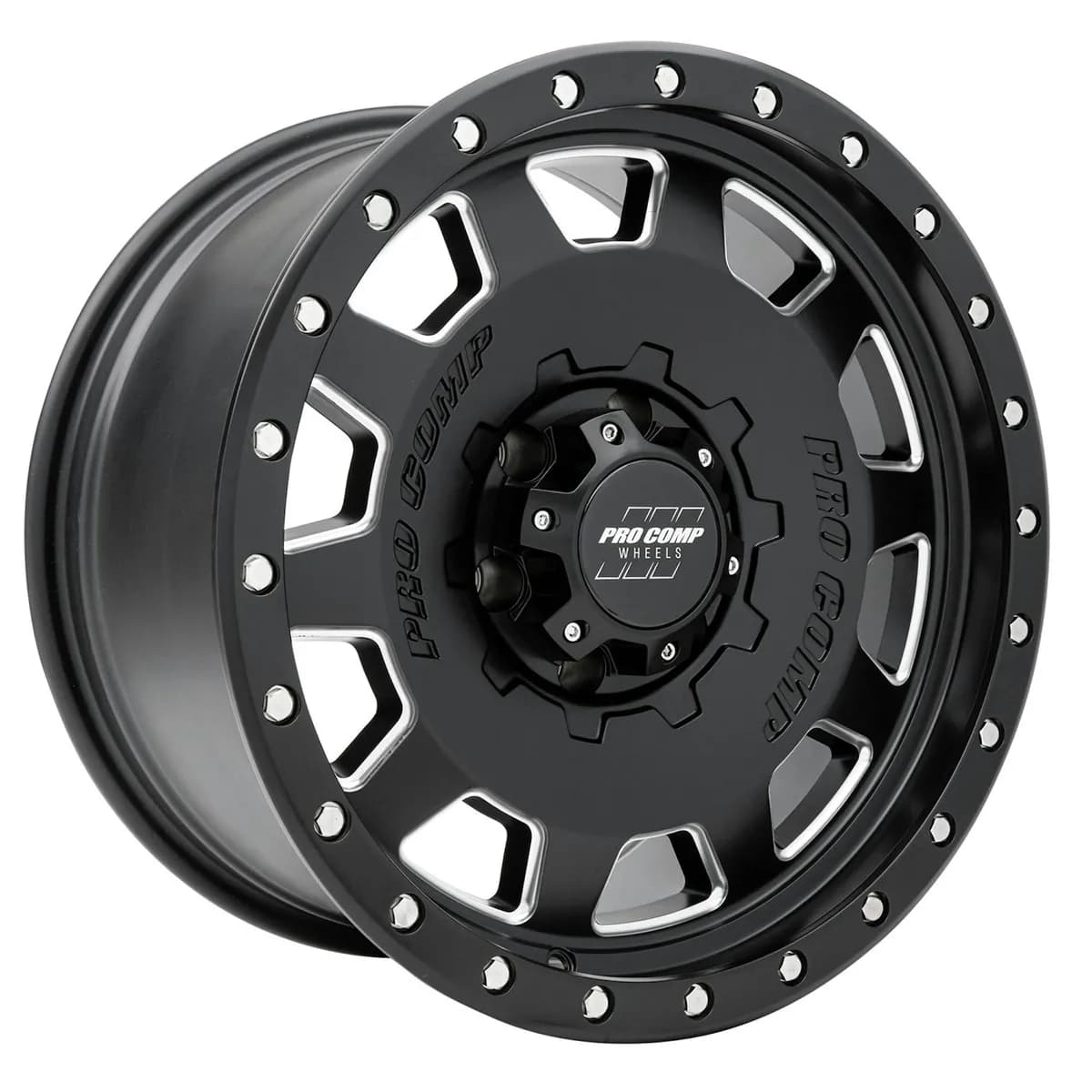 Pro Comp 5160-7983 Hammer Satin Black/Milled 17x9 6x5.5 4.75BS Offset -6mm Cap P/N 5041635000