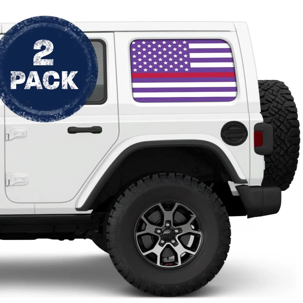 White & Purple Thin Red Line Side Windows Printed Vinyl Decal