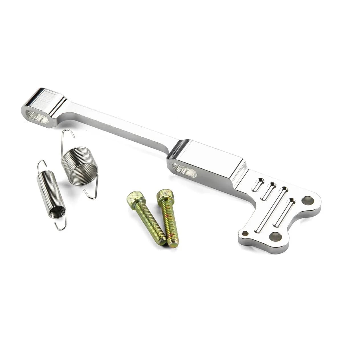 Throttle/Kickdown Cable Mounting Bracket; Fits w/Street Demon Carb; Incl. Return Springs; Billet Aluminum; Brushed Finish;