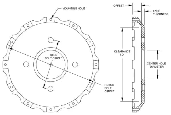 Wilwood HAT12x8.75 BC4x3.937 MT.550 OFFSET