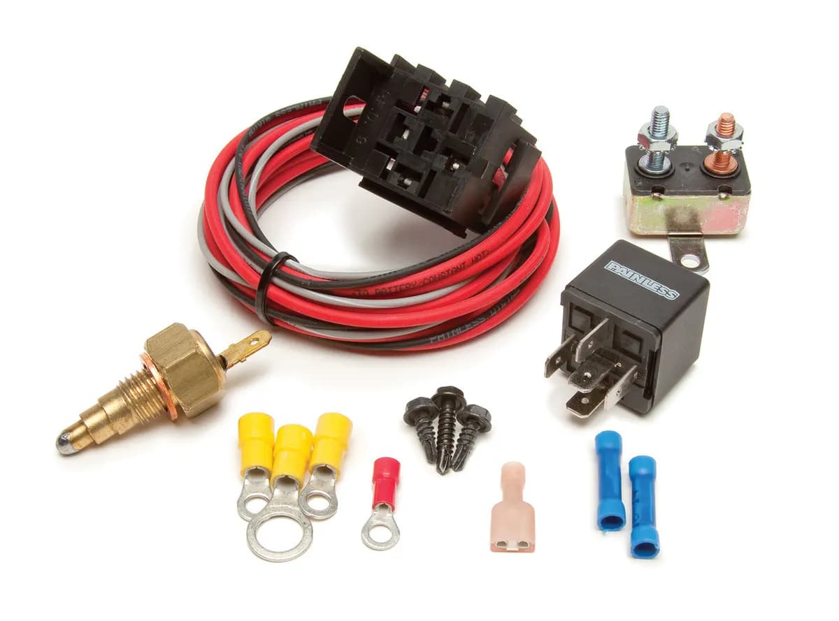 Fan-Thom II Electric Fan Relay Kit; Incl. Thermostatic Switch 205 deg. On/190 deg. Off; For Use w/GEN III GM Engines;
