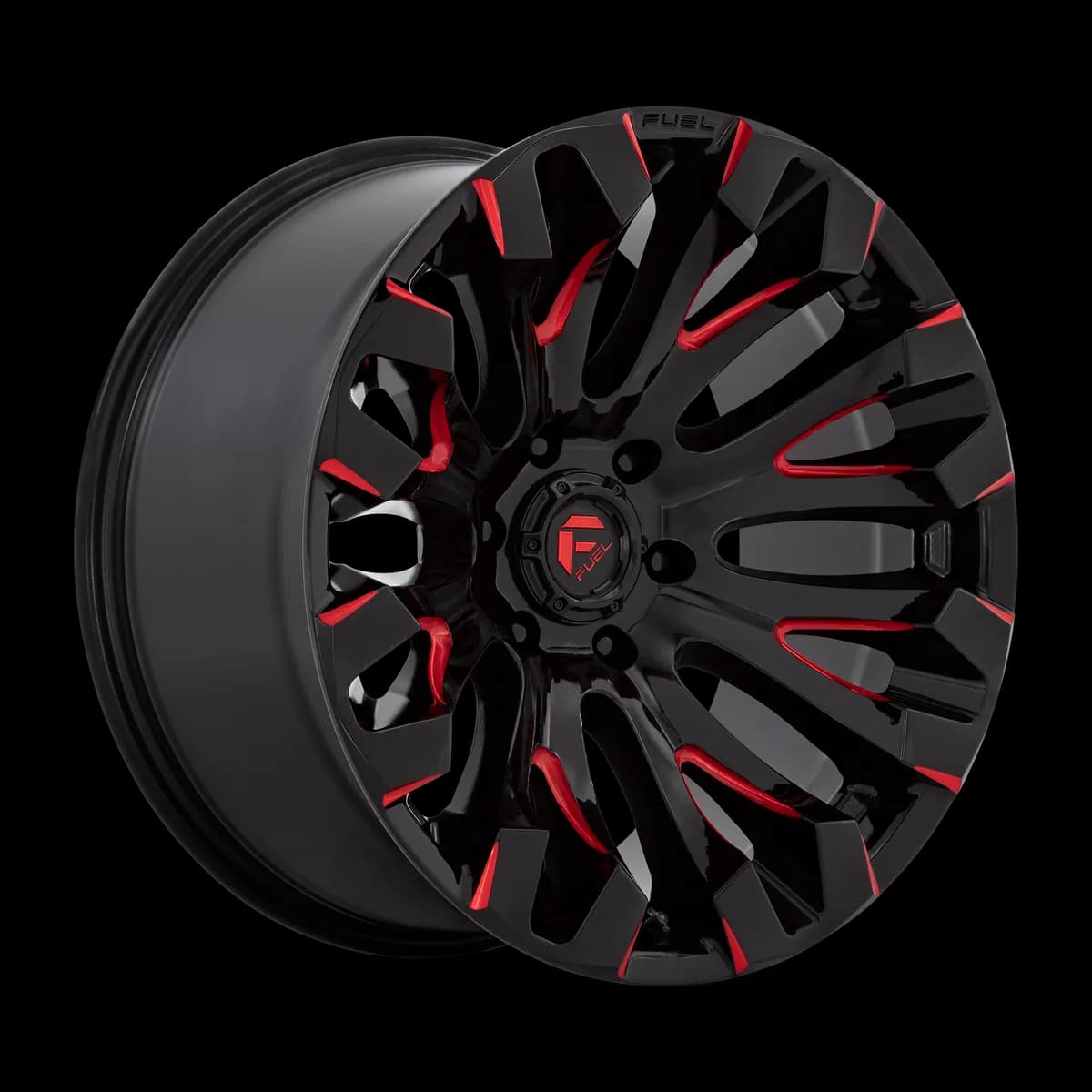 Fuel Wheels | Quake | Gloss Black Milled Red Tint