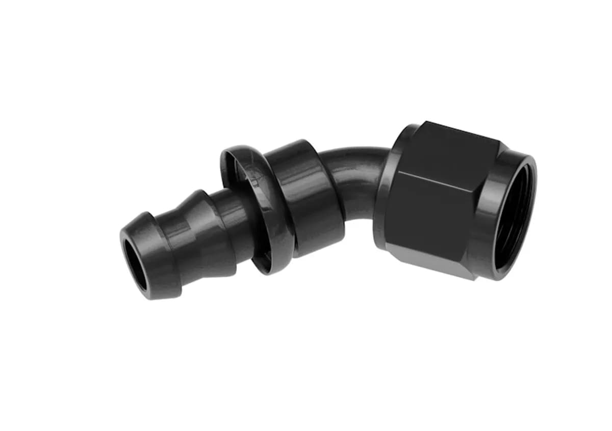 12 45 Degree An/Jic Hose End Push Lock Black