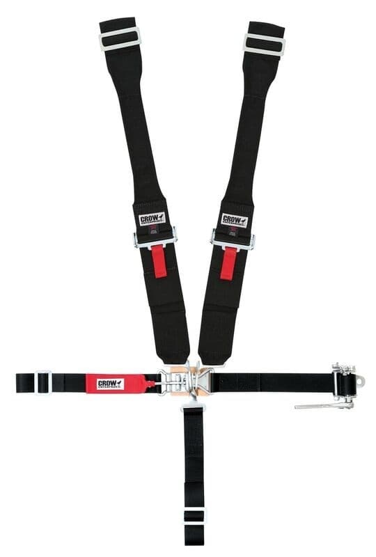 crow safety 5-Way L&L W/Ratchet on left side lap belt. Rig