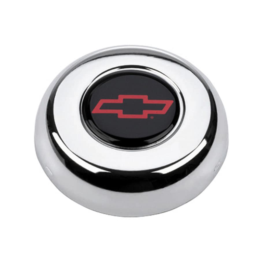 Grant GM Licensed Horn Button; Chrome; Chevrolet®; Red/Black; Classic/Challenger Wheels;