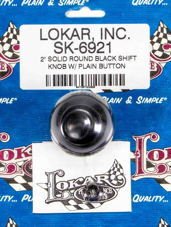 Lokar Auto Transmission Shifter Knob; For Lokar Shifters Only; 2 in.; Plain Push Button; Round; Black Finish;
