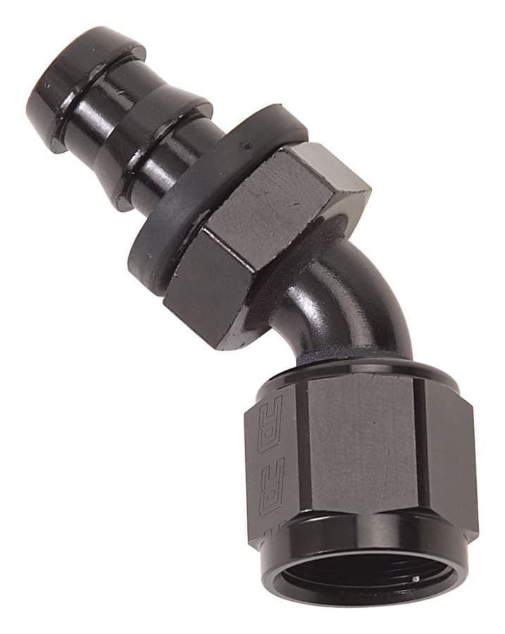 Edelbrock Twist-Lok Hose End #10 45 Deg Black