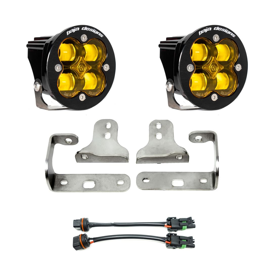 Baja Designs Jeep JL Fog Light Squadron-R SAE 18-Pres Wrangler JL Sport/Sport-S Fog Pocket Kit Baja Amber Baja Designs