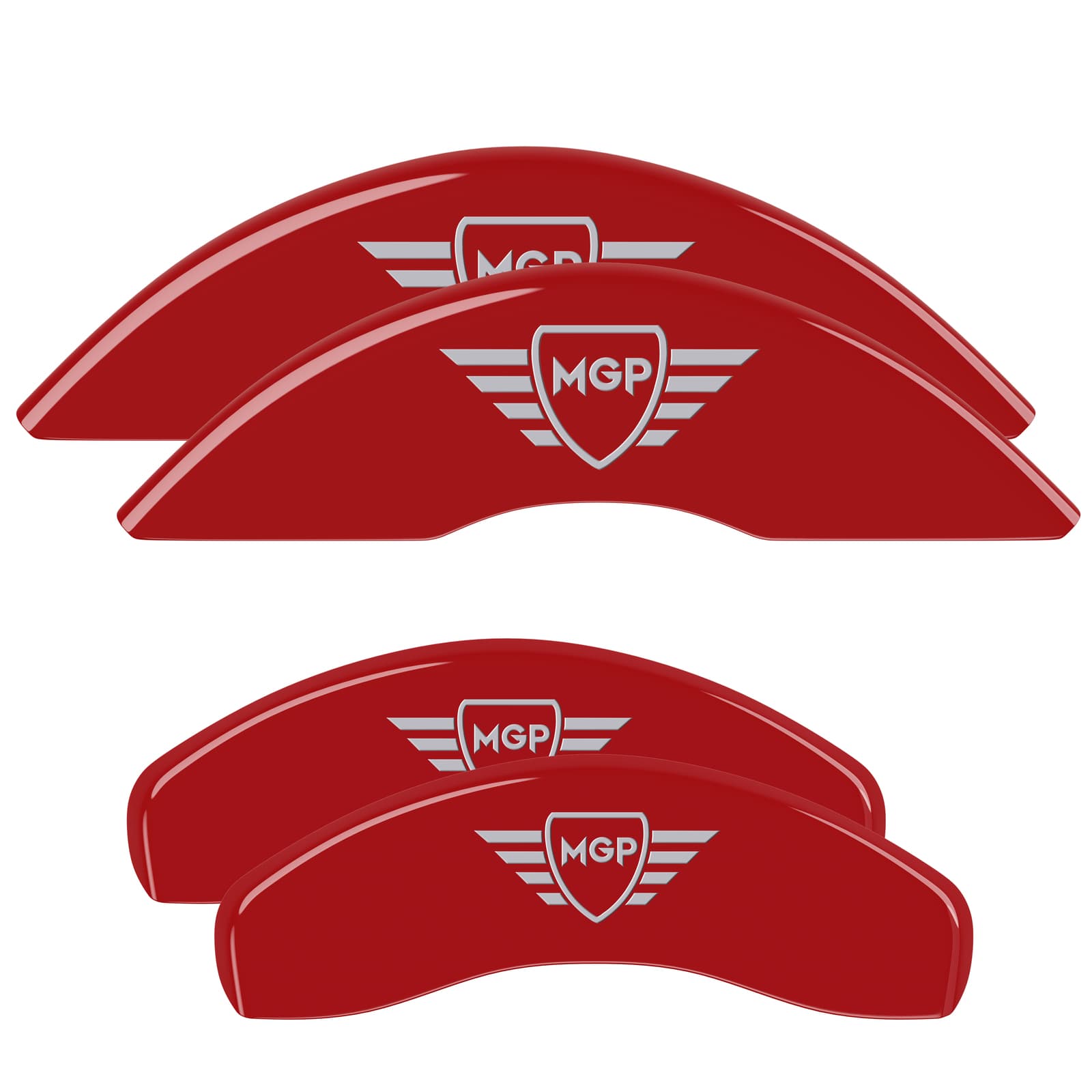MGP Caliper Covers SET OF 4 CALIPER COVERS FRONT AND REAR: MGP RED SILVER CHARACTERS