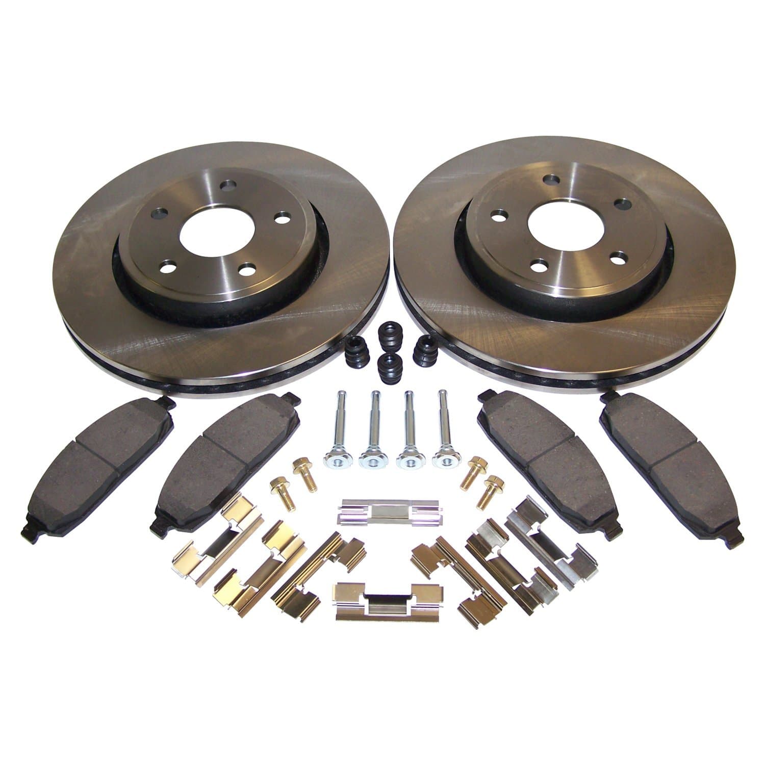Crown Automotive Jeep Replacement Disc Brake Service Kit; Front; Incl. 2 Drilled And Slotted Rotors/Pad Set/All Hardware;