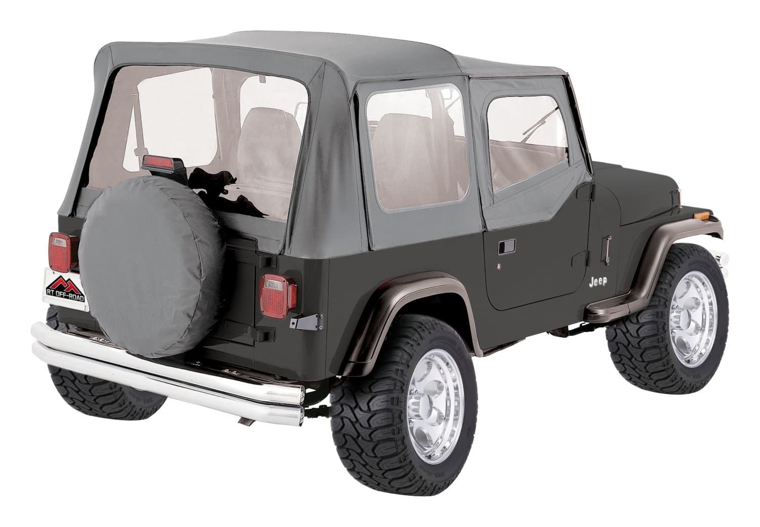 Crown Automotive Jeep Replacement 1987-1995 Wrangler YJ with Half Steel Doors; Grey Denim; Includes frames soft upper doors & hardware