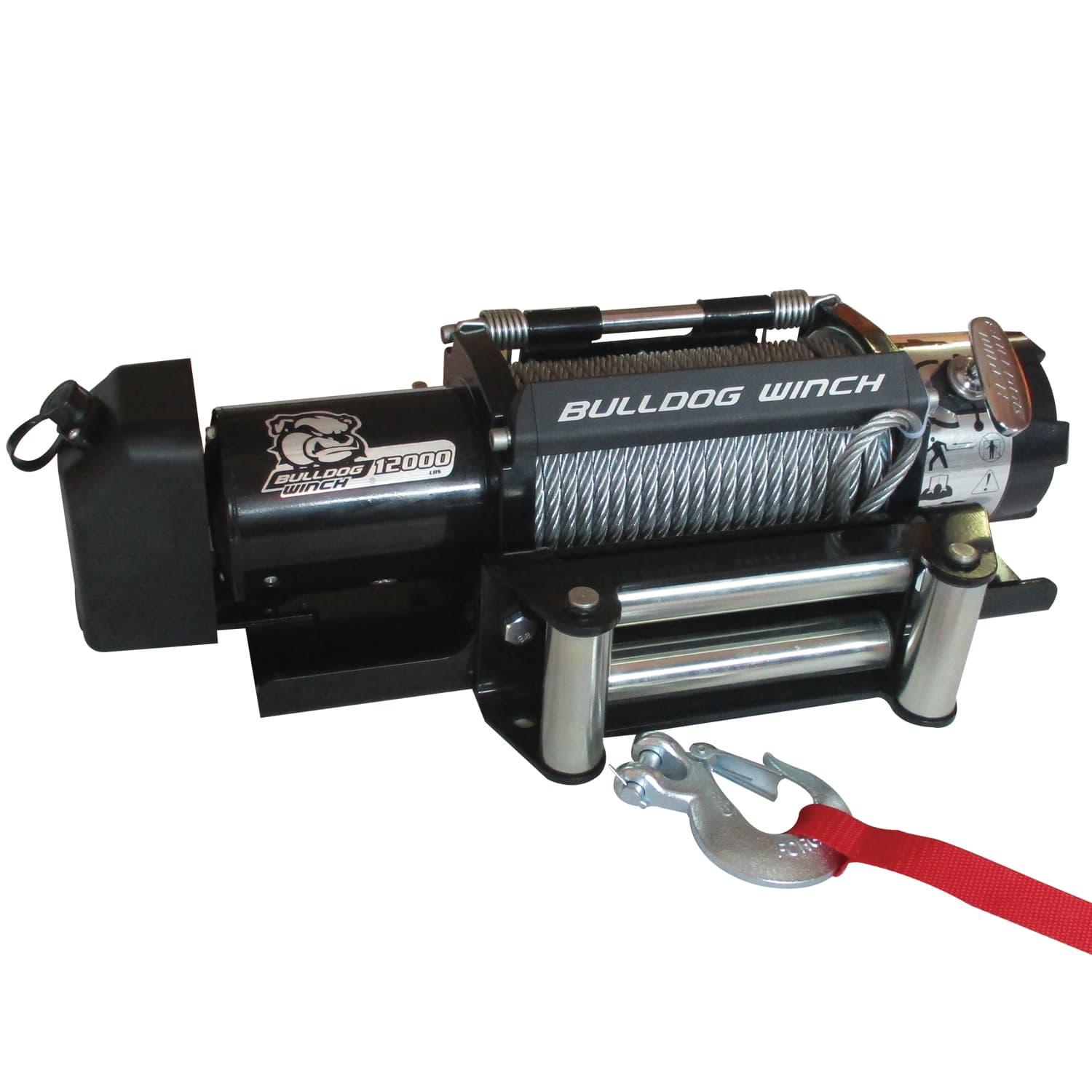 Bulldog Winch 12,000 LB Trailer Winch 100 Ft Wire Rope Roller Fairlead Bulldog Winch