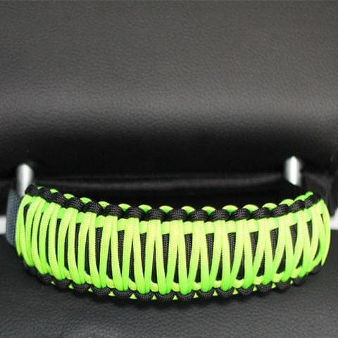 Jeep Headrest Paracord Grab Handles Black/Gecko Neon Green Pair Bartact