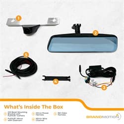 Brandmotion FullVUE® Mirror 3rd Brake Light Camera System For Ford; CHMSL Bezel Camera; Built-In DVR Dashcam; Touchscreen Adjustable View; Park Monitoring Available;