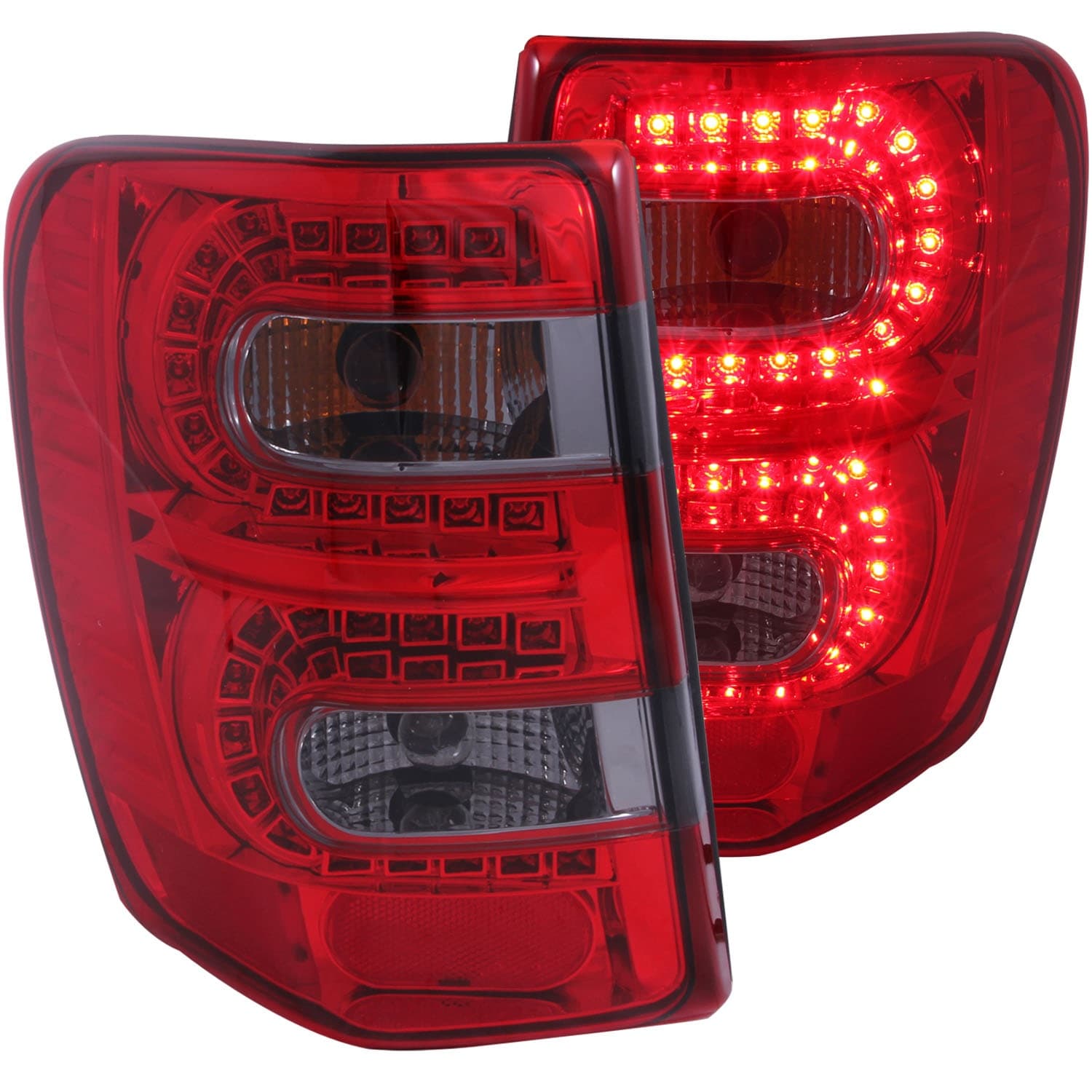 ANZO USA LED Tail Light Assembly; LED; Red/Smoke Lens; Red Reflector; Pair;