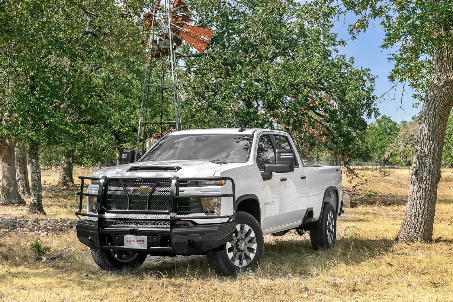 Commercial Front Bumper Replacement; Accommodates Factory Fog Lights/ Tow Hooks/ And Park Assist Sensors;