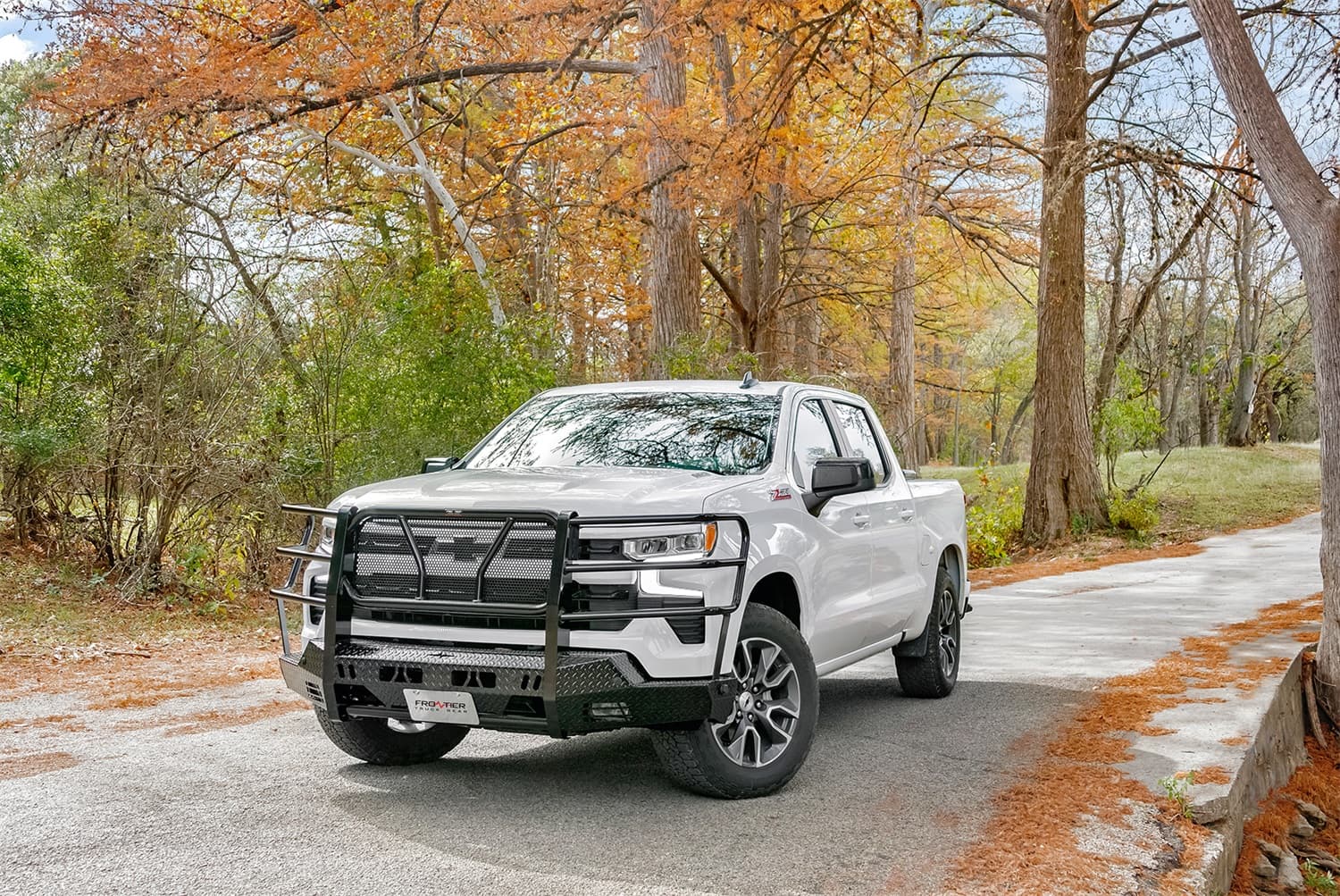 Original Front Bumper Replacement; Black Powder Coated; Accommodates Factory Sensors;