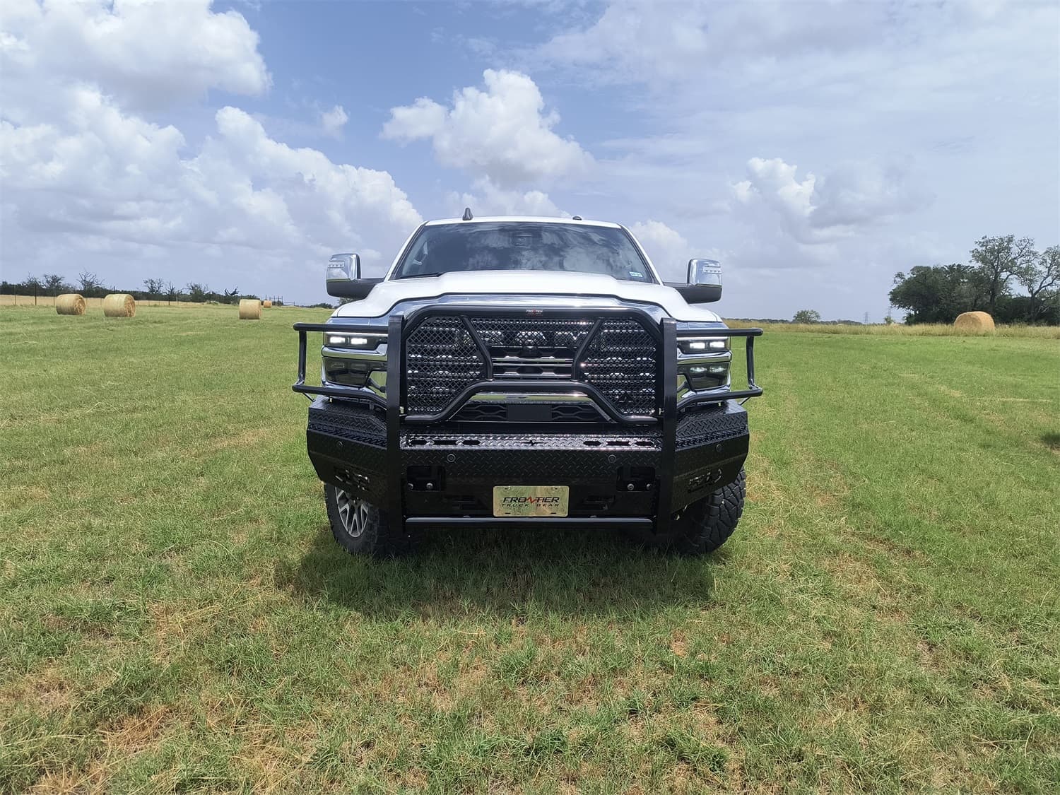 Original Front Bumper Replacement; Black Powder Coated; Accommodates Factory Sensors; With or Without Camera;