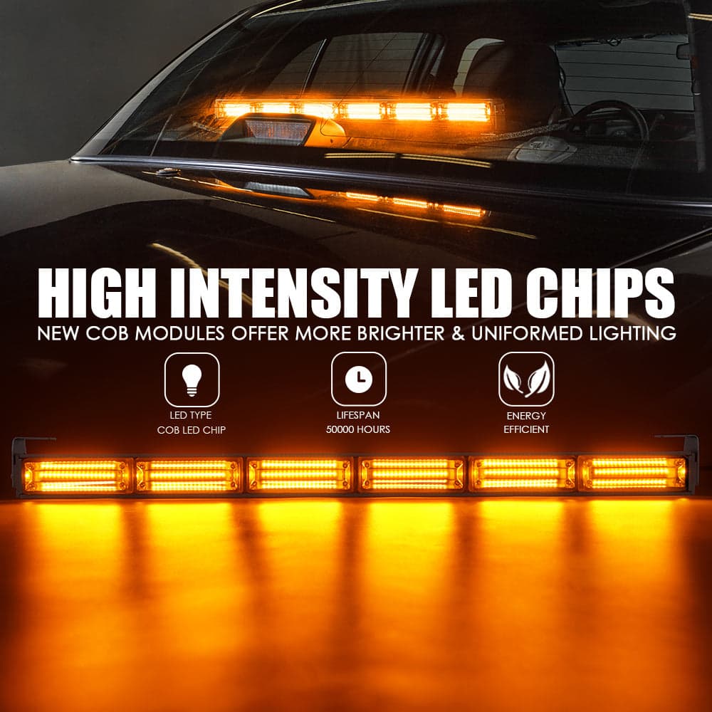 Xprite Xprite 27" G2 Vigilante Series 30W Traffic Advisor COB LED Strobe Light Bar with Suction Cup Brackets